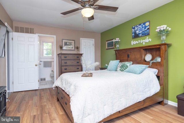 3112 Victoria Ct, Bensalem, PA 19020 - bedroom featuring wood finished floors, connected bathroom, and ceiling fan