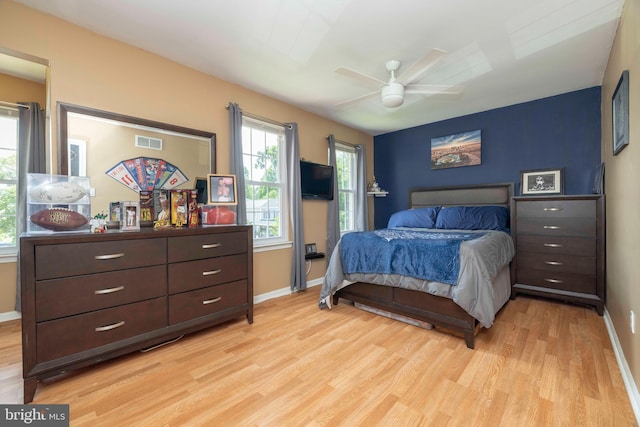 3112 Victoria Ct, Bensalem, PA 19020 - bedroom featuring light wood-type flooring and a ceiling fan