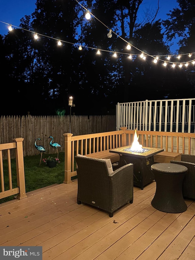 3112 Victoria Ct, Bensalem, PA 19020 - deck at twilight featuring a fire pit