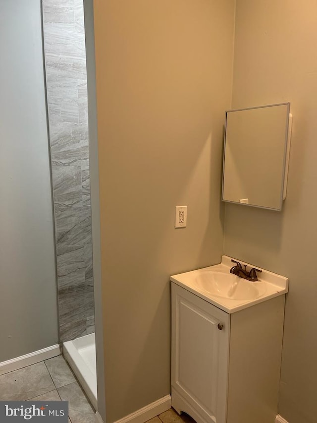 3637 N 19th St, Philadelphia, PA 19140 - bathroom featuring vanity, a shower stall, and tile patterned floors