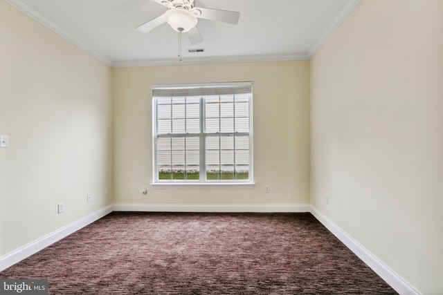 343 Daylilly Way, Middletown, DE 19709 - unfurnished room with dark colored carpet, ornamental molding, and ceiling fan