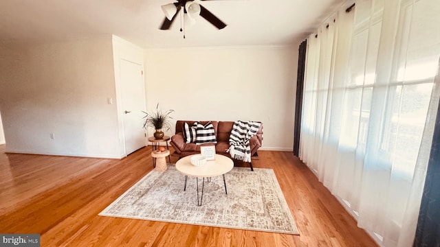 2323 Flag Marsh, Mount Airy, MD 21771 - sitting room with a ceiling fan, light wood-style floors, and crown molding