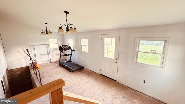 2323 Flag Marsh, Mount Airy, MD 21771 - workout area featuring a chandelier and carpet floors