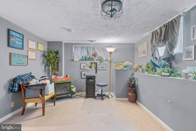 4433 Forest View Ave, Baltimore, MD 21206 - carpeted home office with a textured ceiling and baseboards