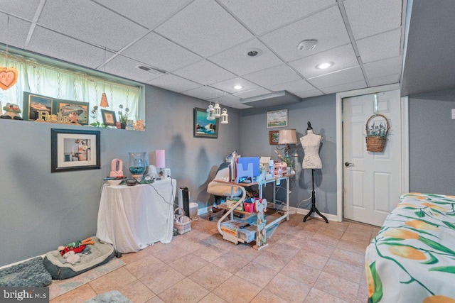 4433 Forest View Ave, Baltimore, MD 21206 - game room featuring a drop ceiling and recessed lighting