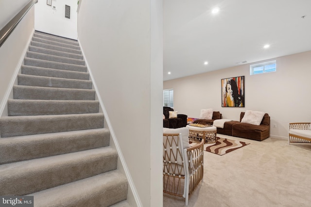 12606 Rosencrans Dr, Hagerstown, MD 21740 - stairs featuring carpet flooring and recessed lighting