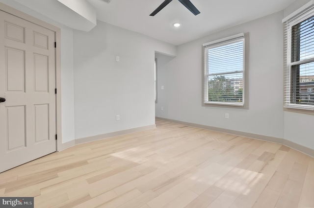 3708 Fairview Ave, Baltimore, MD 21216 - unfurnished room with a ceiling fan, light wood-style flooring, and recessed lighting