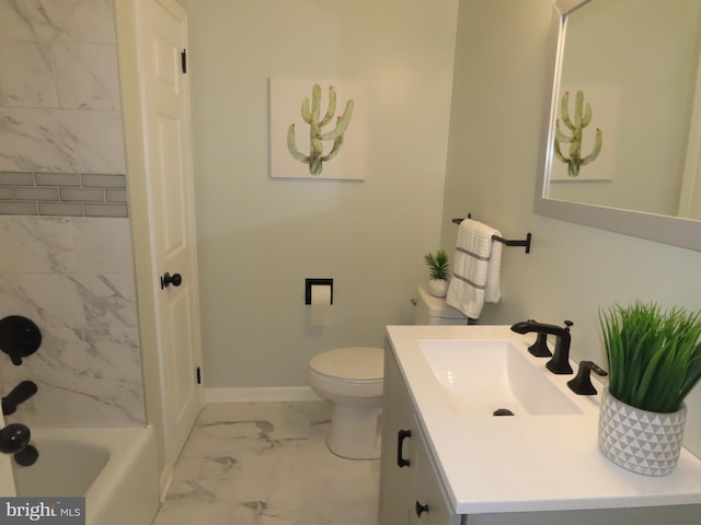 863 Yorklyn Rd, Hockessin, DE 19707 - full bath featuring marble finish floors, vanity, and shower / bath combination