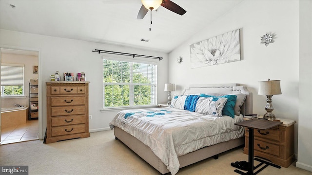 28 Buttonwood Ct, Baltimore, MD 21237 - bedroom featuring lofted ceiling, light colored carpet, and ceiling fan