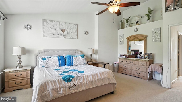 28 Buttonwood Ct, Baltimore, MD 21237 - bedroom with carpet flooring, vaulted ceiling, and ceiling fan