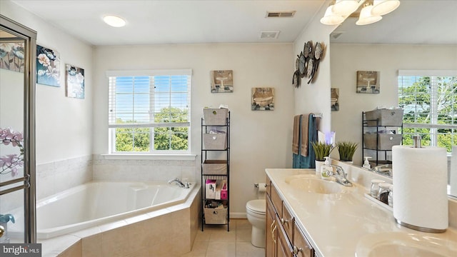 28 Buttonwood Ct, Baltimore, MD 21237 - full bathroom with double vanity, healthy amount of natural light, a bath, and tile patterned flooring