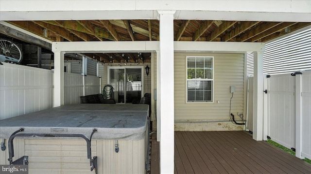 28 Buttonwood Ct, Baltimore, MD 21237 - wooden deck featuring a hot tub