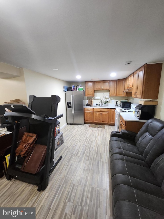 5503 Lanham Station Rd, Lanham, MD 20706 - living area featuring light wood finished floors and recessed lighting