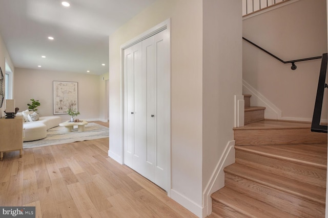 8328 Tuckerman Ln, Potomac, MD 20854 - stairs with recessed lighting and wood finished floors