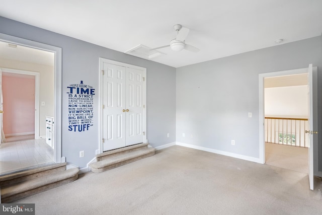 5617 James Gunnell Ln, Alexandria, VA 22310 - unfurnished bedroom with carpet flooring, a ceiling fan, and a closet
