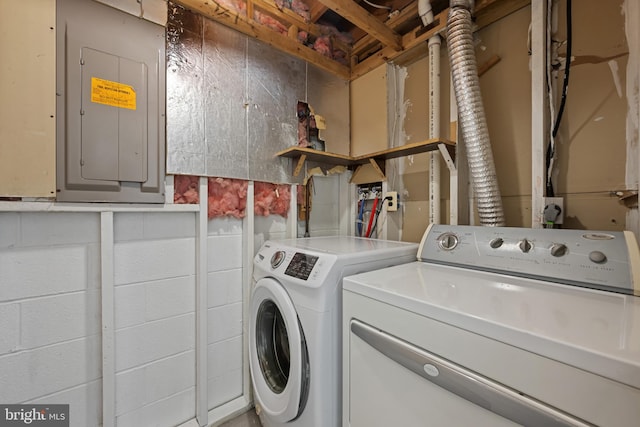 5783 Katsura Ct, Frederick, MD 21703 - laundry area featuring electric panel and independent washer and dryer