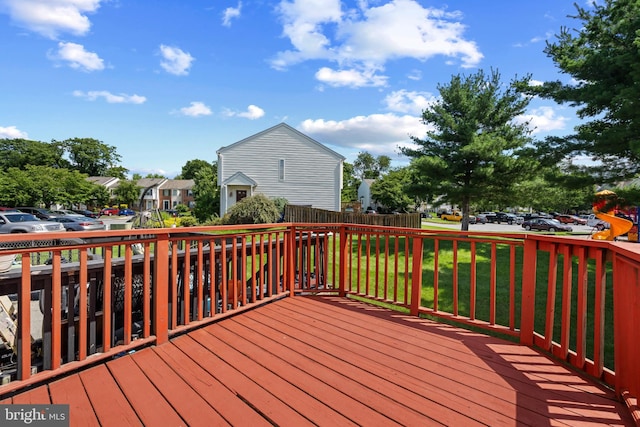 5783 Katsura Ct, Frederick, MD 21703 - wooden deck featuring a lawn and a residential view