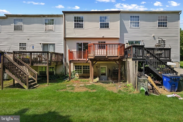 5783 Katsura Ct, Frederick, MD 21703 - rear view of property featuring stairway, a deck, and a yard