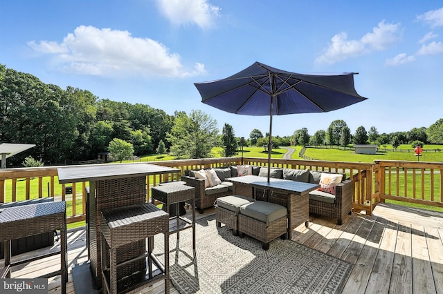 5302 Sumerduck Rd, Sumerduck, VA 22742 - wooden deck featuring an outdoor hangout area and a yard