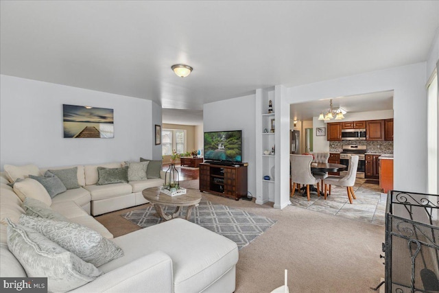 45 Sassafras Dr, Sicklerville, NJ 08081 - living room featuring a chandelier and light carpet