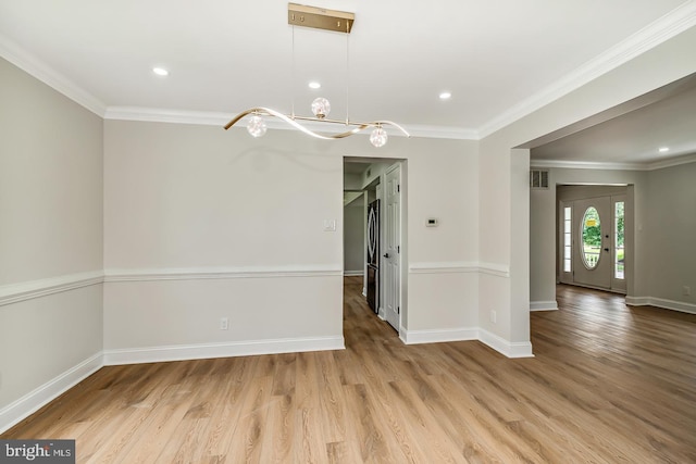 22 Billingsport Dr, Sicklerville, NJ 08081 - spare room with light wood-style flooring, ornamental molding, and recessed lighting