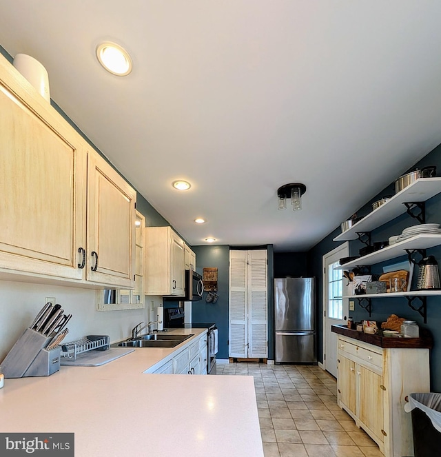 22262 Deer Run, Shade Gap, PA 17255 - kitchen featuring stainless steel appliances, light brown cabinets, recessed lighting, light countertops, and light tile patterned floors