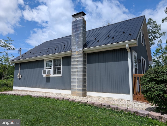 22262 Deer Run, Shade Gap, PA 17255 - view of side of property with a chimney, a metal roof, cooling unit, and a yard