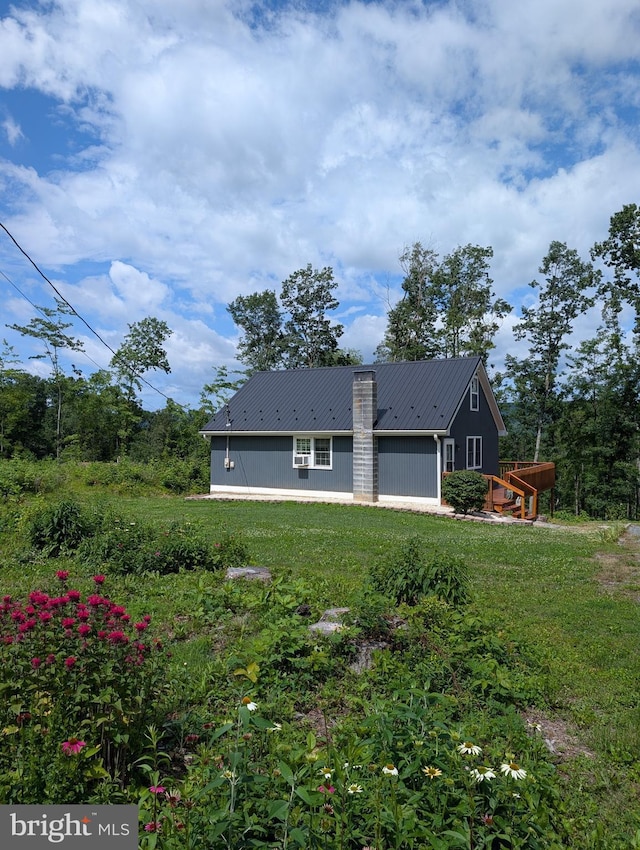 22262 Deer Run, Shade Gap, PA 17255 - view of front facade with a metal roof, a front lawn, and a chimney