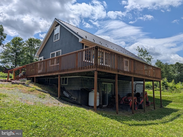 22262 Deer Run, Shade Gap, PA 17255 - back of house with a deck, a yard, and a metal roof