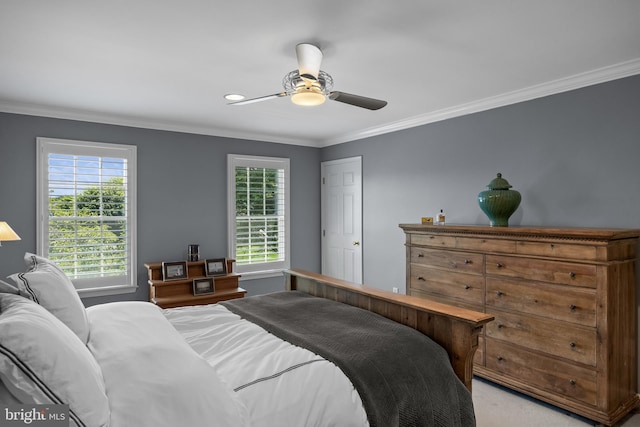 62 Brooks Rd, Moorestown, NJ 08057 - bedroom with crown molding, carpet, and ceiling fan
