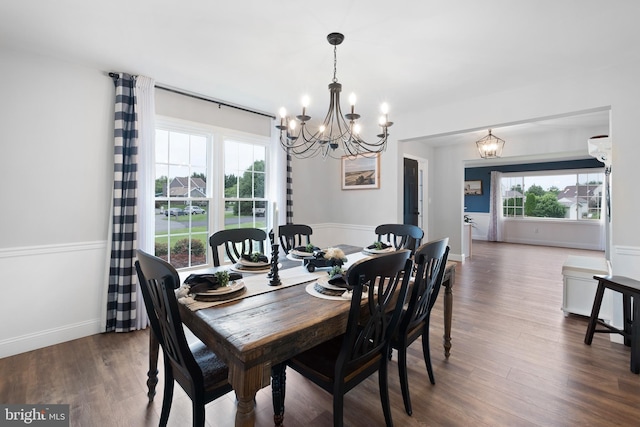 107 Heathfield Ct, Middletown, DE 19709 - dining area featuring a chandelier and dark wood-style flooring