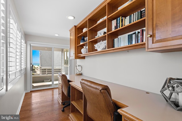 10 11th St, Beach Haven, NJ 08008 - office area featuring recessed lighting, built in desk, and wood finished floors