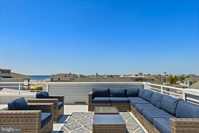 10 11th St, Beach Haven, NJ 08008 - wooden deck with an outdoor living space and a water view