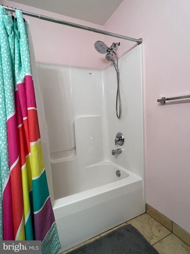 210 W Walnut St, Marietta, PA 17547 - bathroom featuring shower / tub combo with curtain and tile patterned floors