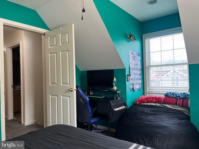 210 W Walnut St, Marietta, PA 17547 - carpeted bedroom featuring vaulted ceiling and baseboards