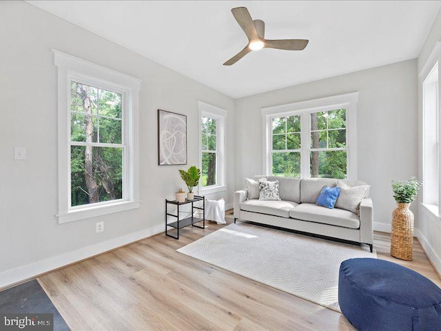 11433 Popes Head Rd, Fairfax, VA 22030 - living area featuring wood finished floors and a ceiling fan