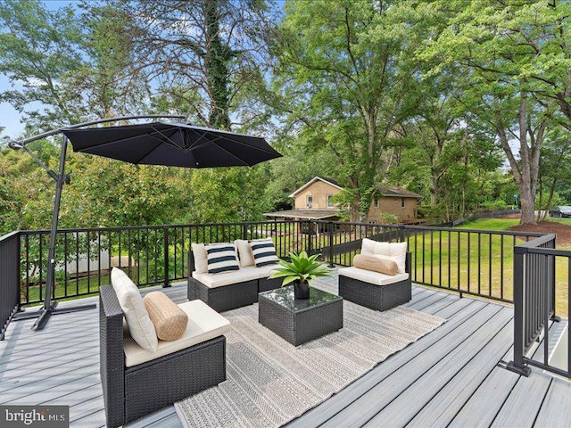 11433 Popes Head Rd, Fairfax, VA 22030 - wooden deck featuring an outdoor living space