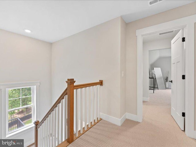 11433 Popes Head Rd, Fairfax, VA 22030 - hallway featuring an upstairs landing, light carpet, and recessed lighting