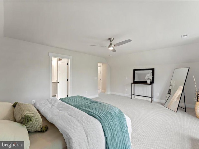 11433 Popes Head Rd, Fairfax, VA 22030 - bedroom featuring carpet, vaulted ceiling, and ceiling fan