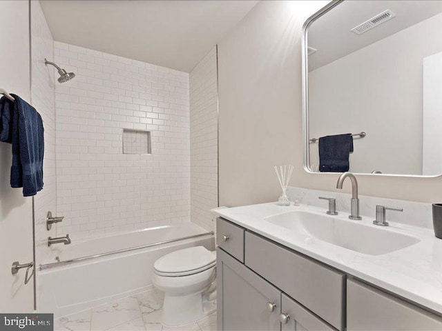 11433 Popes Head Rd, Fairfax, VA 22030 - full bathroom with vanity, marble finish flooring, and shower / tub combination
