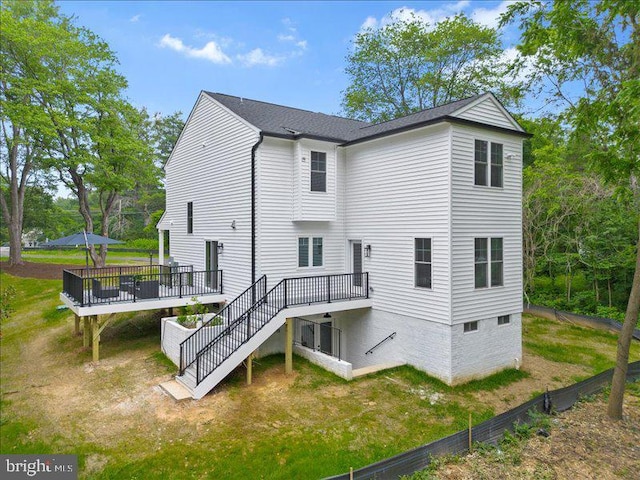 11433 Popes Head Rd, Fairfax, VA 22030 - rear view of property featuring a wooden deck and stairway