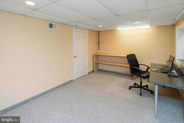 803 Libby Ln, Langhorne, PA 19053 - office with a paneled ceiling, carpet, and recessed lighting