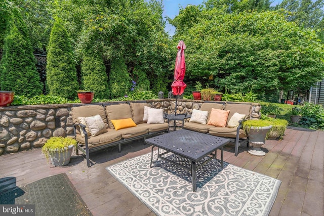 803 Libby Ln, Langhorne, PA 19053 - wooden terrace featuring an outdoor living space