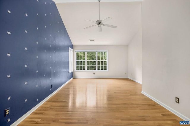 1433 River Oaks Rdg, Charlottesville, VA 22901 - empty room featuring a ceiling fan, light wood finished floors, and vaulted ceiling
