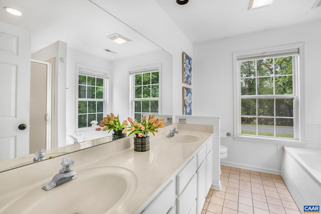 1433 River Oaks Rdg, Charlottesville, VA 22901 - full bath with double vanity, tile patterned flooring, a shower stall, and a bath