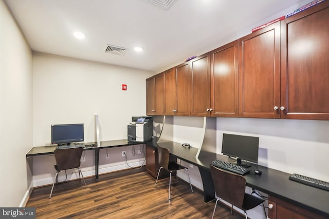 4163 S Four Mile Run Dr Unit 401, Arlington, VA 22204 - home office with dark wood-style floors, built in study area, and recessed lighting
