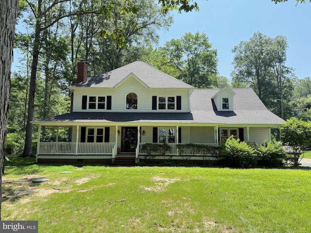 7071 Pomona Rd, Chestertown, MD 21620 - farmhouse-style home featuring a chimney, a front lawn, and a porch