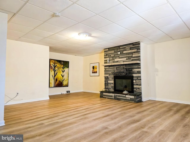 102 Red Lion Rd, Southampton, NJ 08088 - unfurnished living room featuring wood finished floors and a fireplace