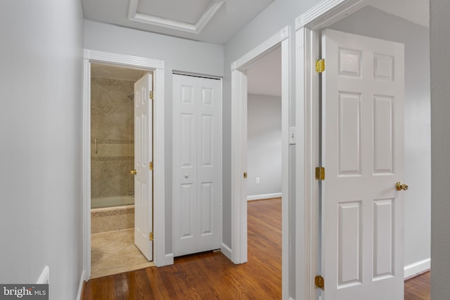9518 Unity Ln, Lorton, VA 22079 - hallway with dark wood-style floors and baseboards