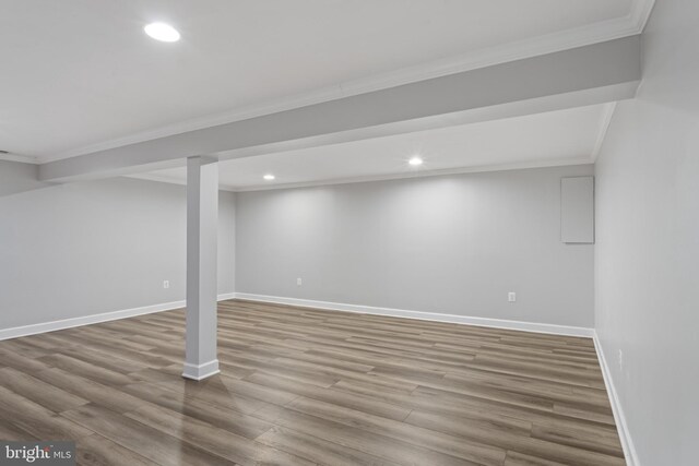 9518 Unity Ln, Lorton, VA 22079 - finished below grade area with wood finished floors, crown molding, and recessed lighting